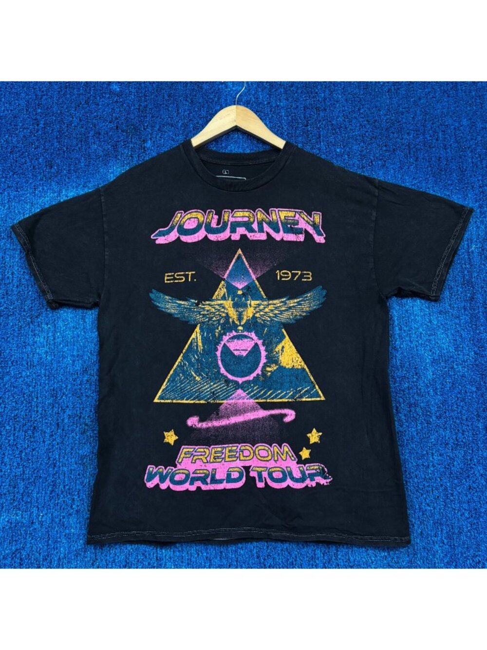 Journey “Freedom World Tour” Mineral Wash Graphic T-Shirt Size L